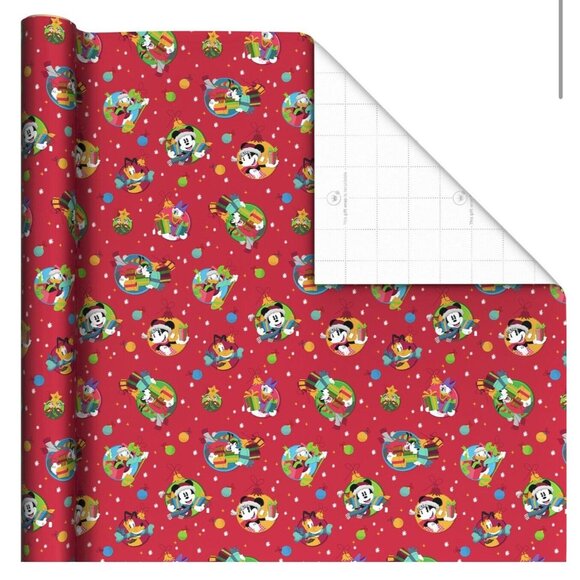Hallmark Wrapping Paper Christmas Disney Mickey Mouse and Friends Red 25 sq ft H - Picture 2 of 4